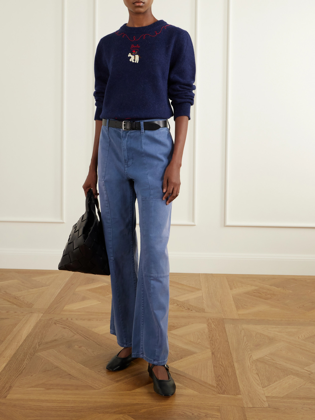 Cowboy Embroidered Appliquéd Alpaca And Merino Wool-Blend Sweater