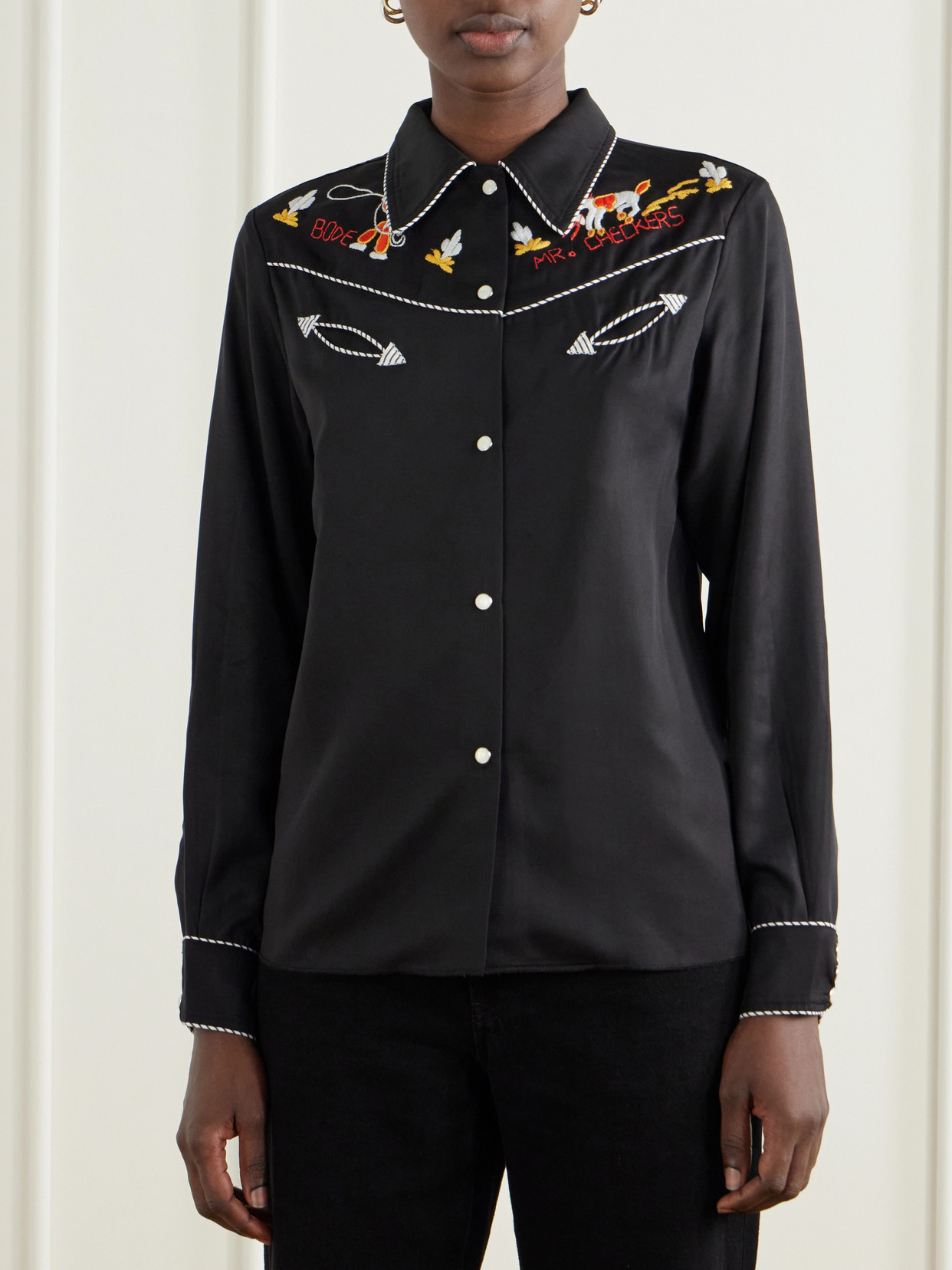 Checkers Western Embroidered Poplin Blouse