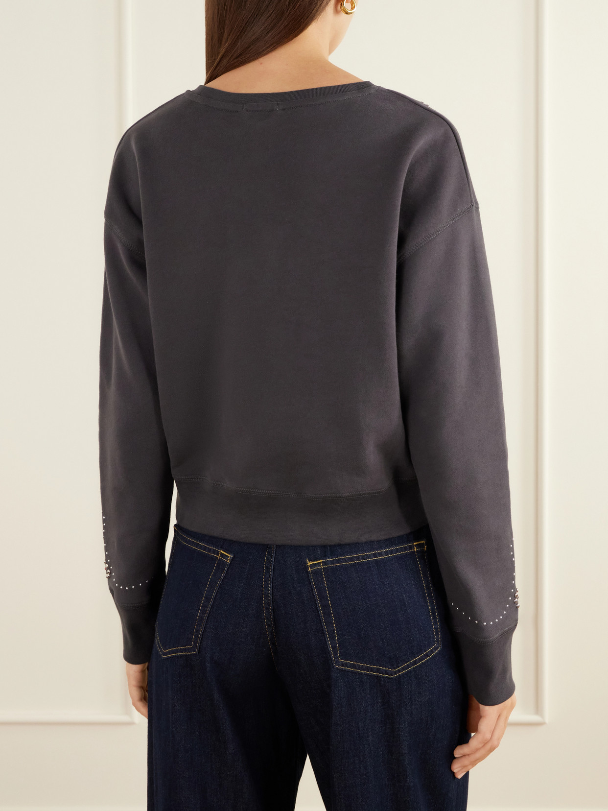 Studded Embellished Cotton-Jersey Sweatshirt