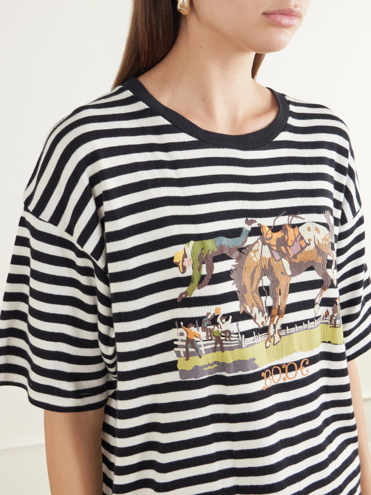 Rodeo Printed Striped Cotton-Jersey T-Shirt