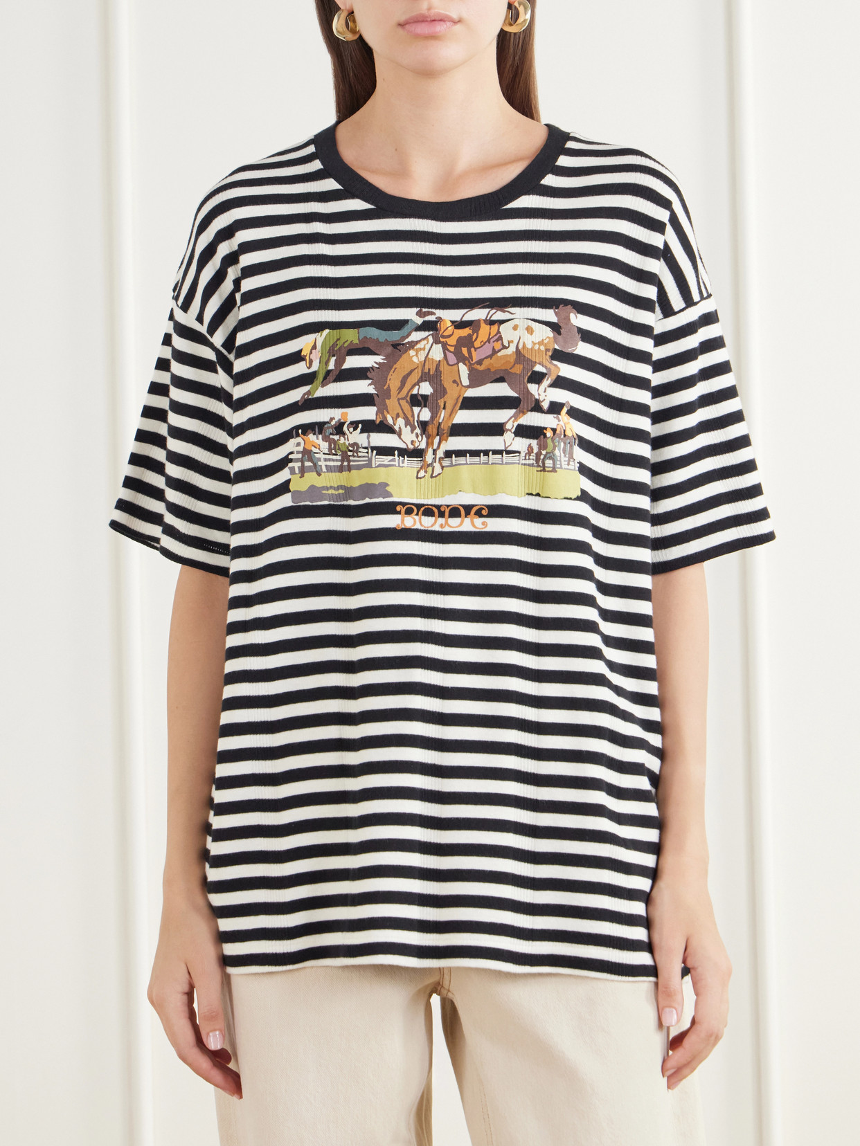 Rodeo Printed Striped Cotton-Jersey T-Shirt