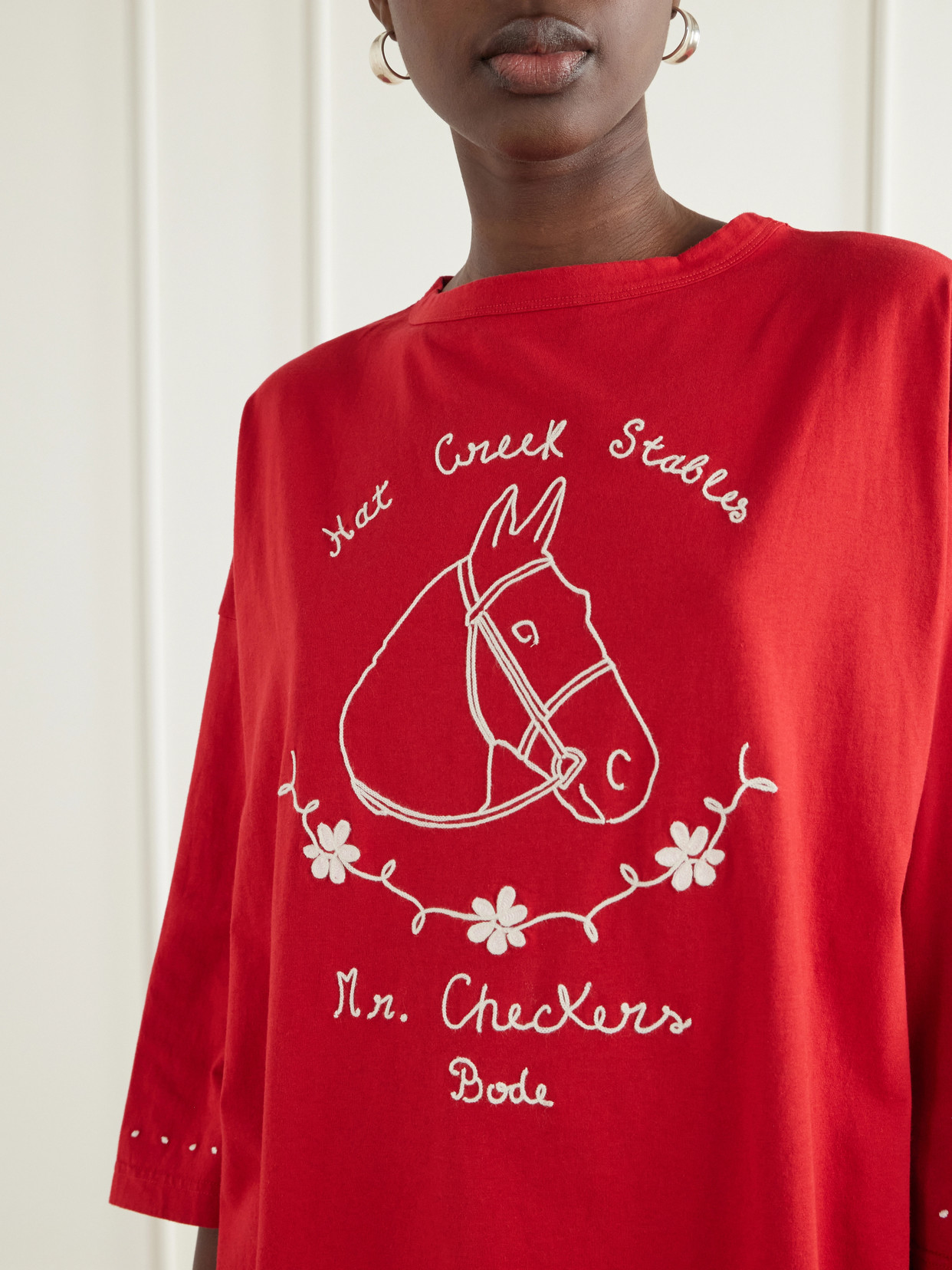 Bode Stables Embroidered Cotton-jersey T-shirt In Multi