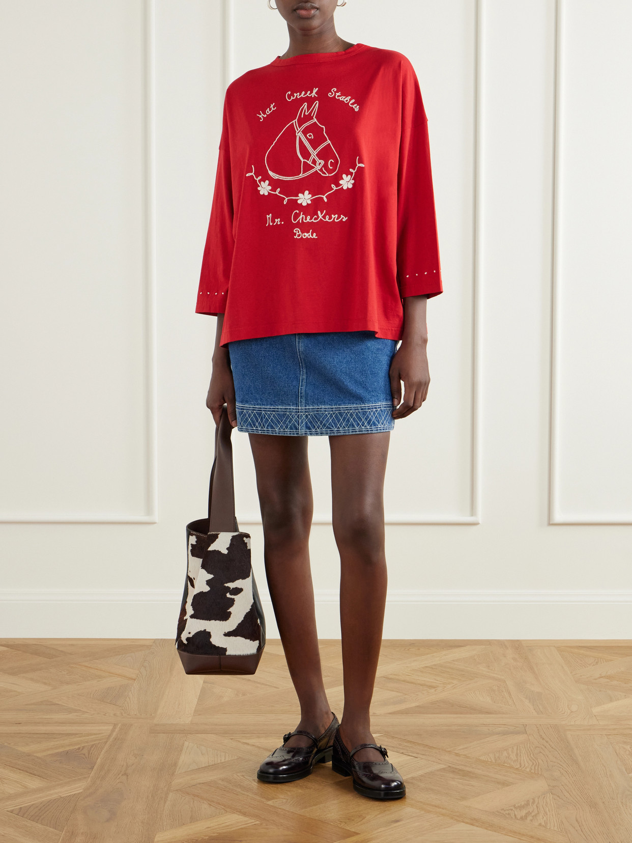 Bode Stables Embroidered Cotton-jersey T-shirt In Multi