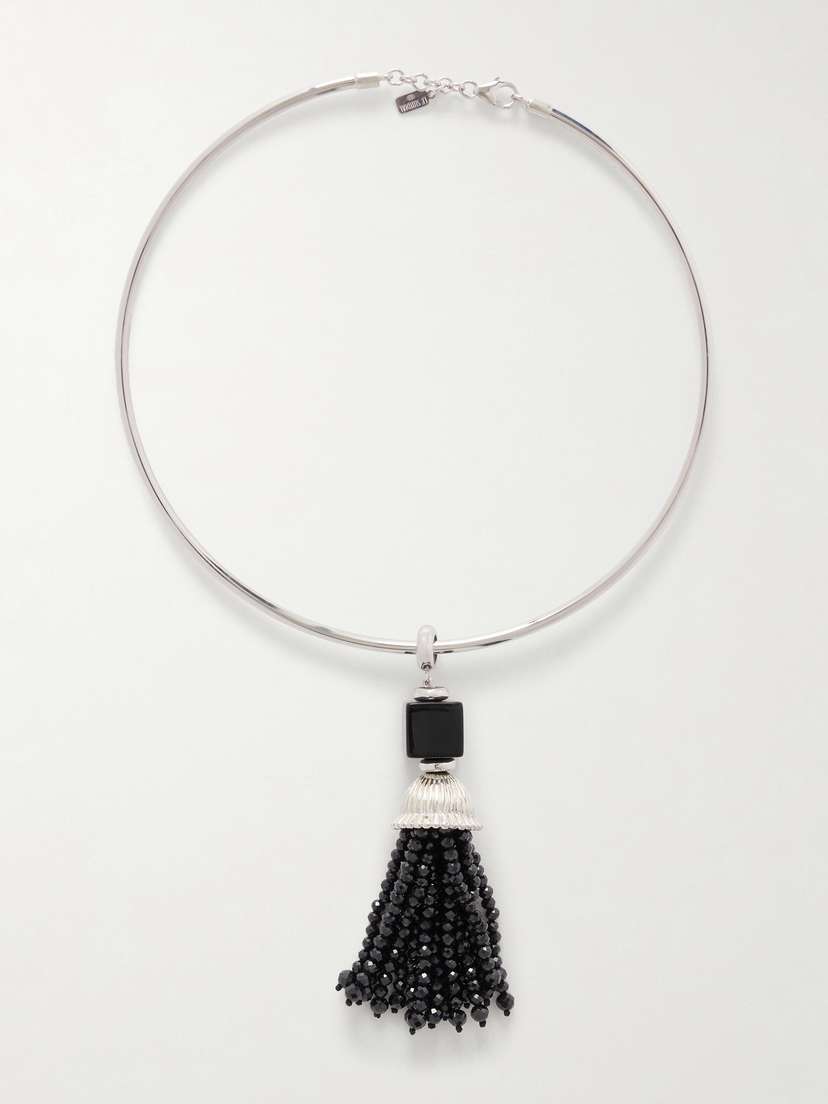 Le Sundial Nocturne Silver, Spinel And Onyx Choker