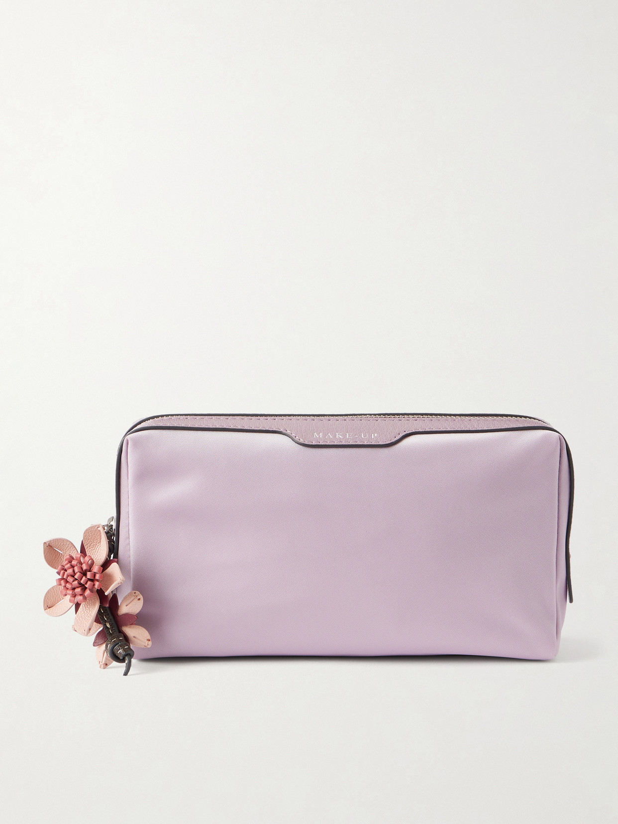 Anya Hindmarch Sakura Blossom Leather-trimmed Shell Cosmetics Case In Purple