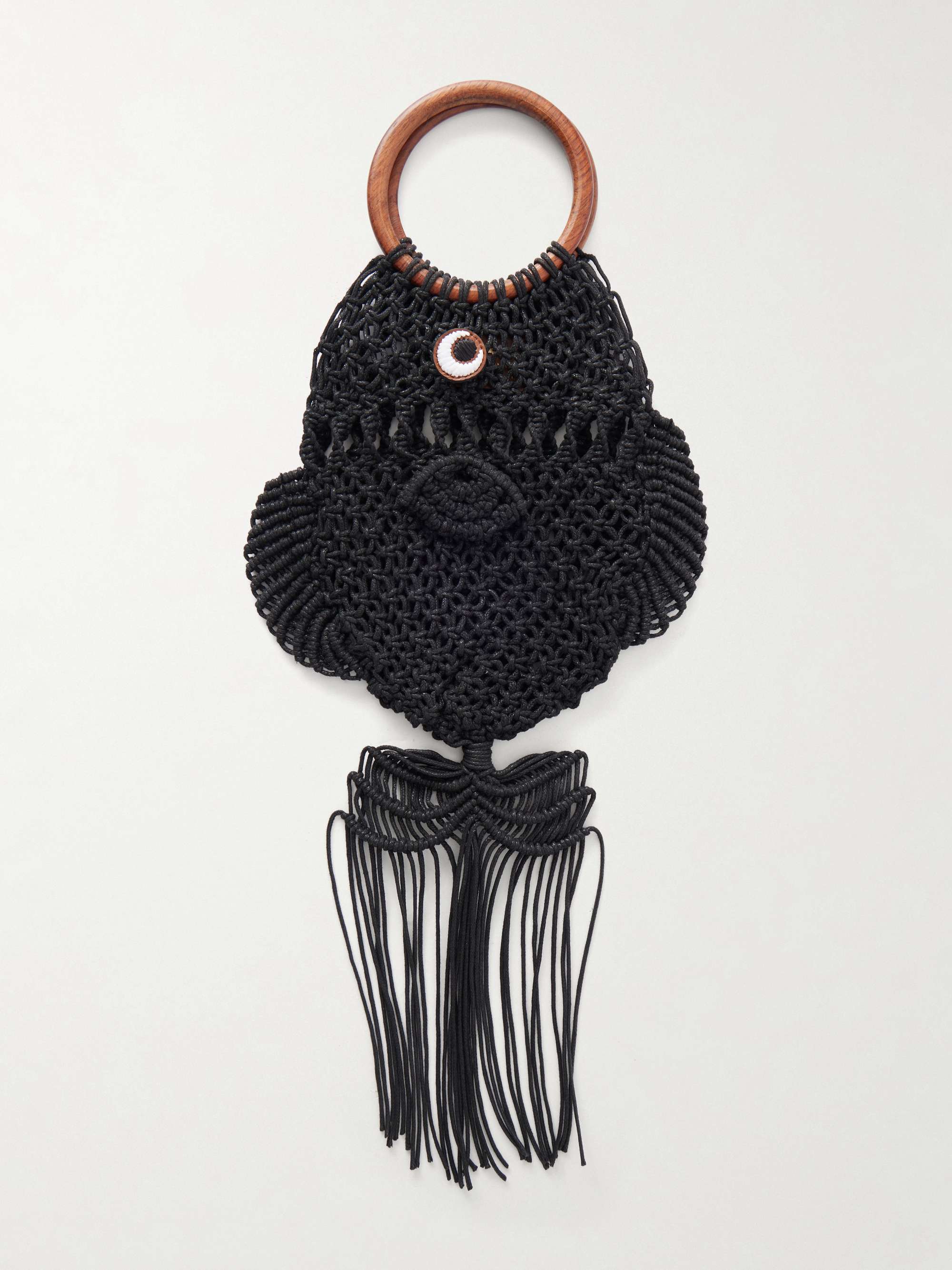 ANYA HINDMARCH Macrame leather-trimmed cotton clutch | NET-A-PORTER