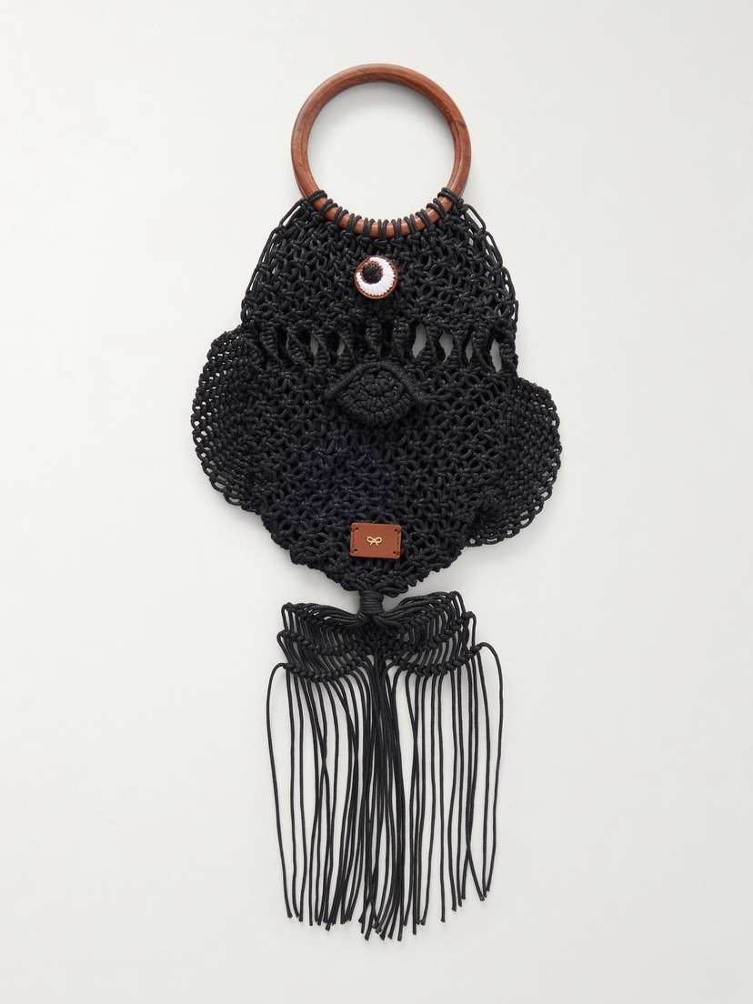 Anya Hindmarch Macrame Leather-trimmed Cotton Clutch
