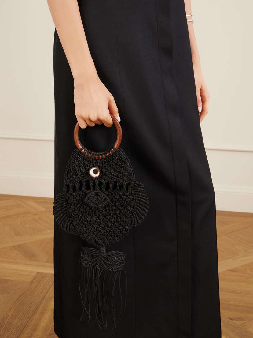 Anya Hindmarch Macrame Leather-trimmed Cotton Clutch | Thumbnail 2 Anya Hindmarch Macrame Leather-trimmed Cotton Clutch | Thumbnail 2