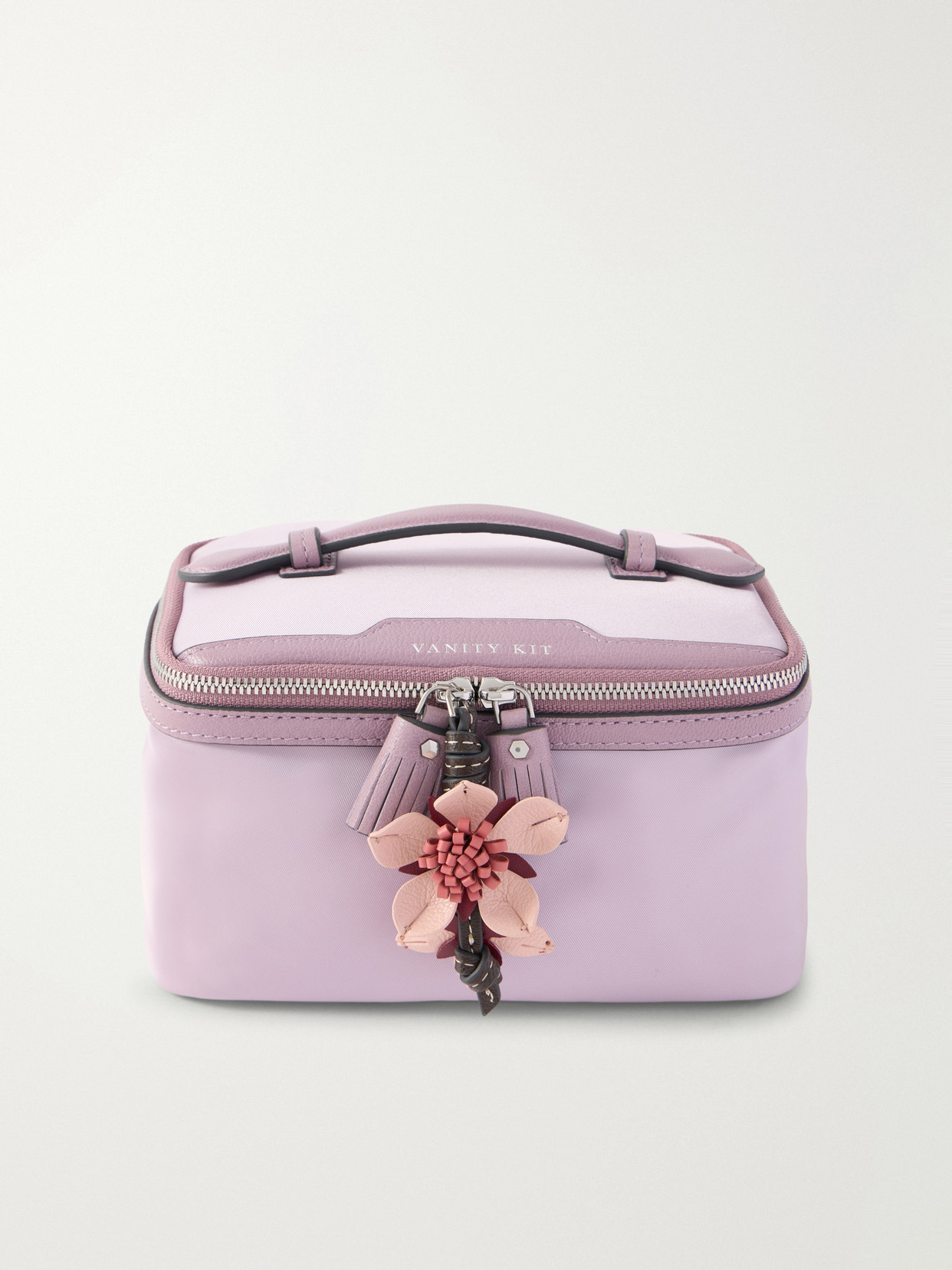Anya Hindmarch Sakura Blossom Leather-trimmed Shell Cosmetics Case In Red