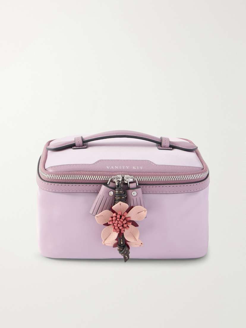 Anya Hindmarch Sakura Blossom Leather-trimmed Shell Cosmetics Case