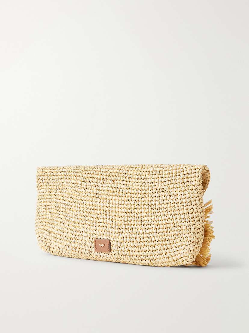 Anya Hindmarch Bow Leather-trimmed Raffia Clutch | Thumbnail 4 Anya Hindmarch Bow Leather-trimmed Raffia Clutch | Thumbnail 4