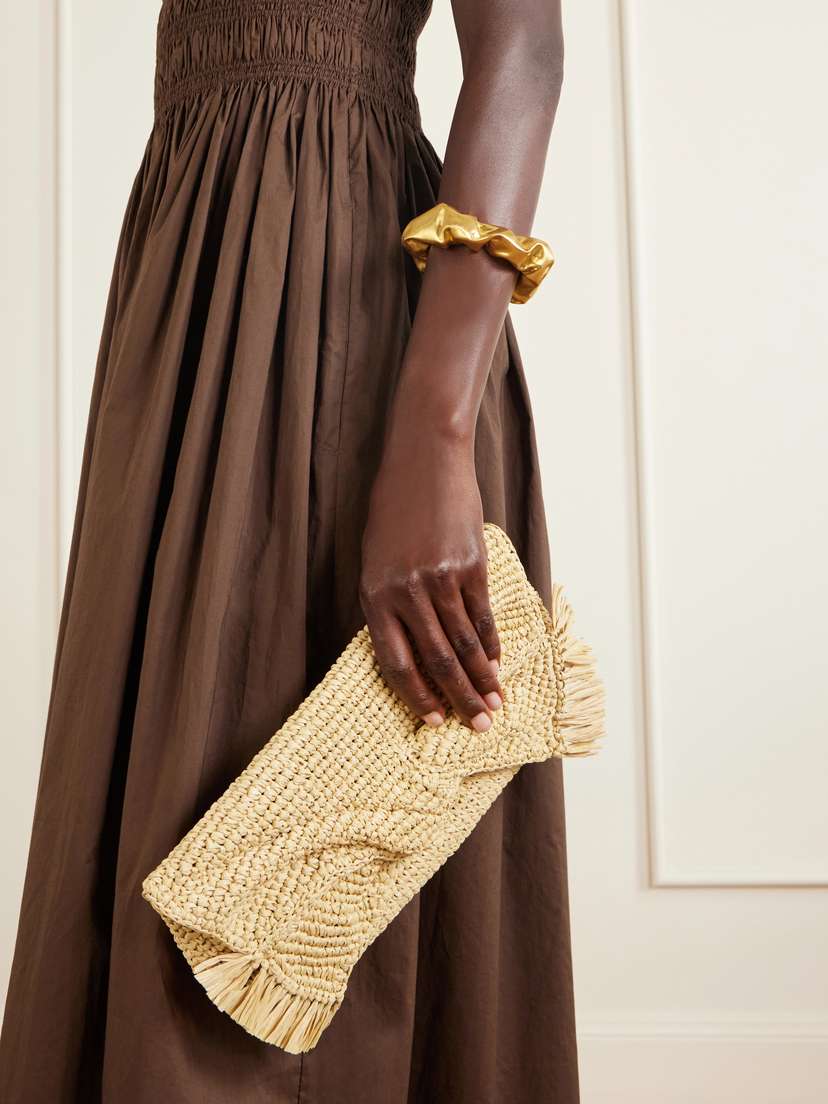 Anya Hindmarch Bow Leather-trimmed Raffia Clutch | Thumbnail 2 Anya Hindmarch Bow Leather-trimmed Raffia Clutch | Thumbnail 2