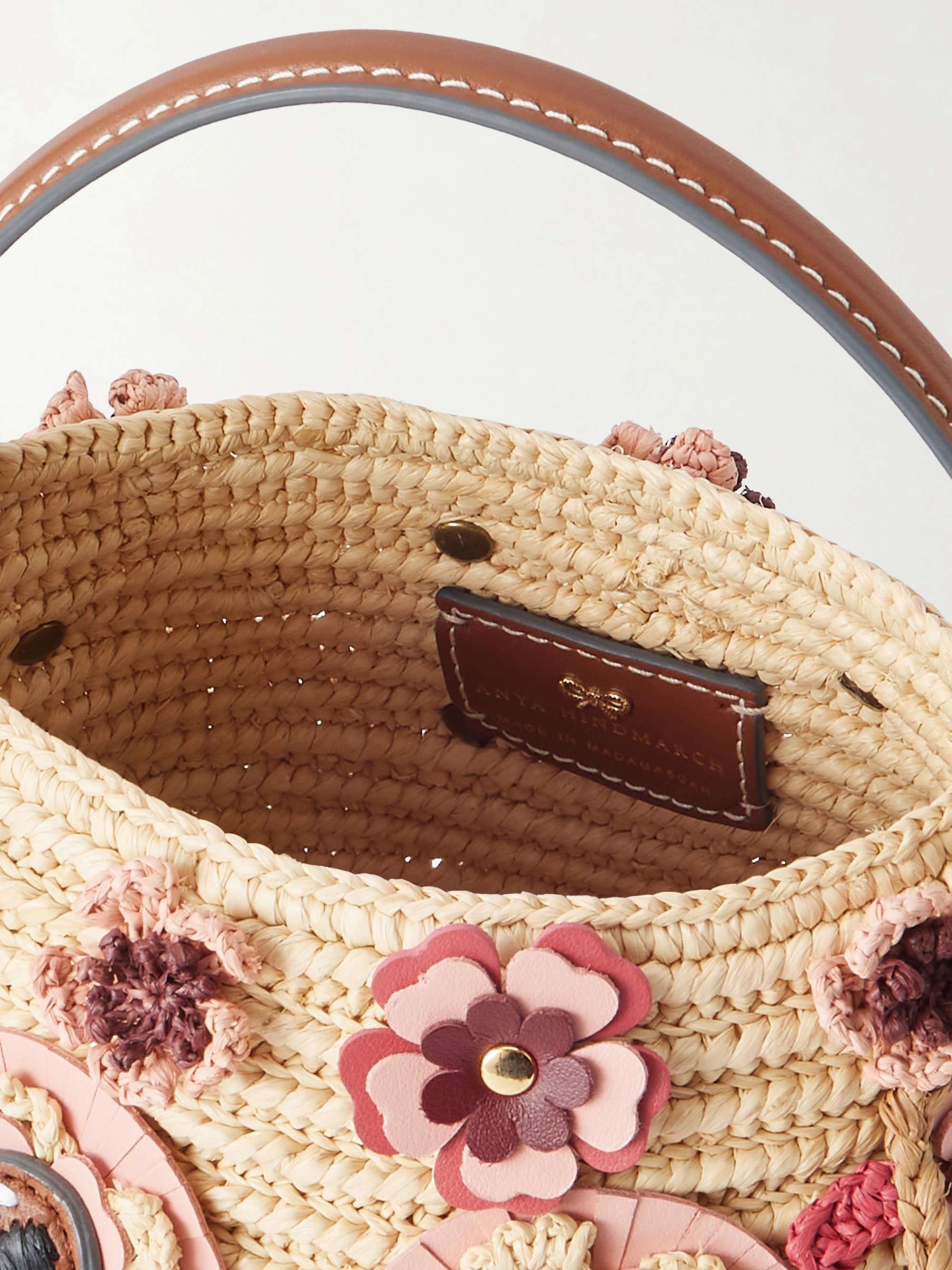 ANYA HINDMARCH Blossom Creature embellished raffia mini bag | NET