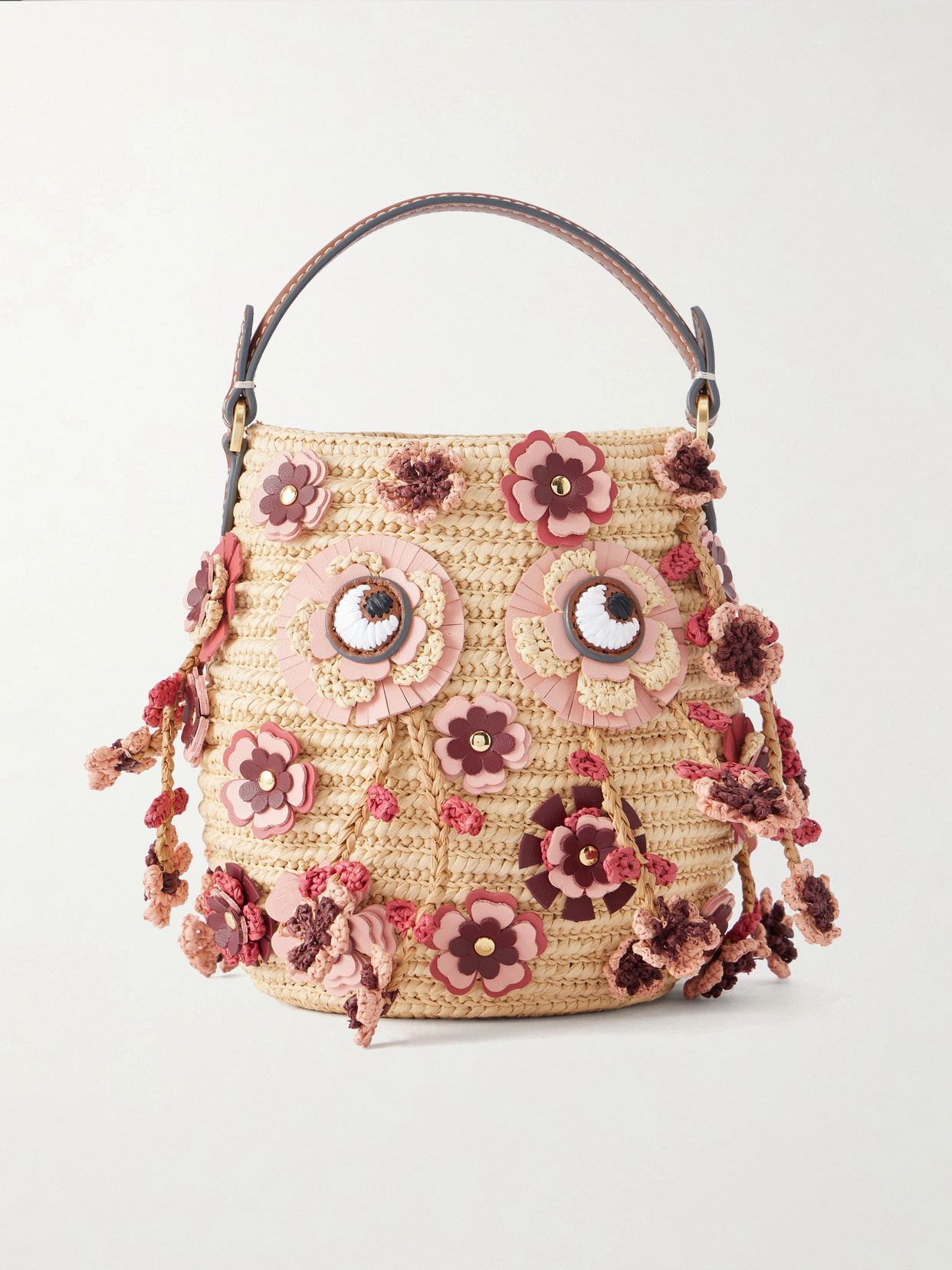 Anya Hindmarch Blossom Creature Embellished Raffia Mini Bag In Neutrals