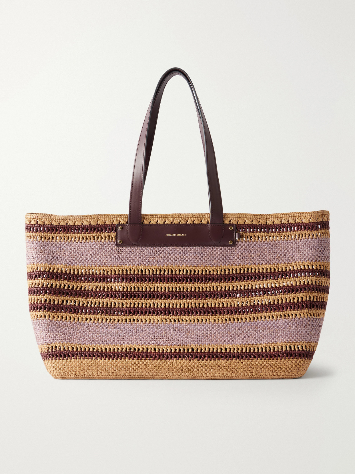 Anya Hindmarch Striped Raffia Tote In Purple