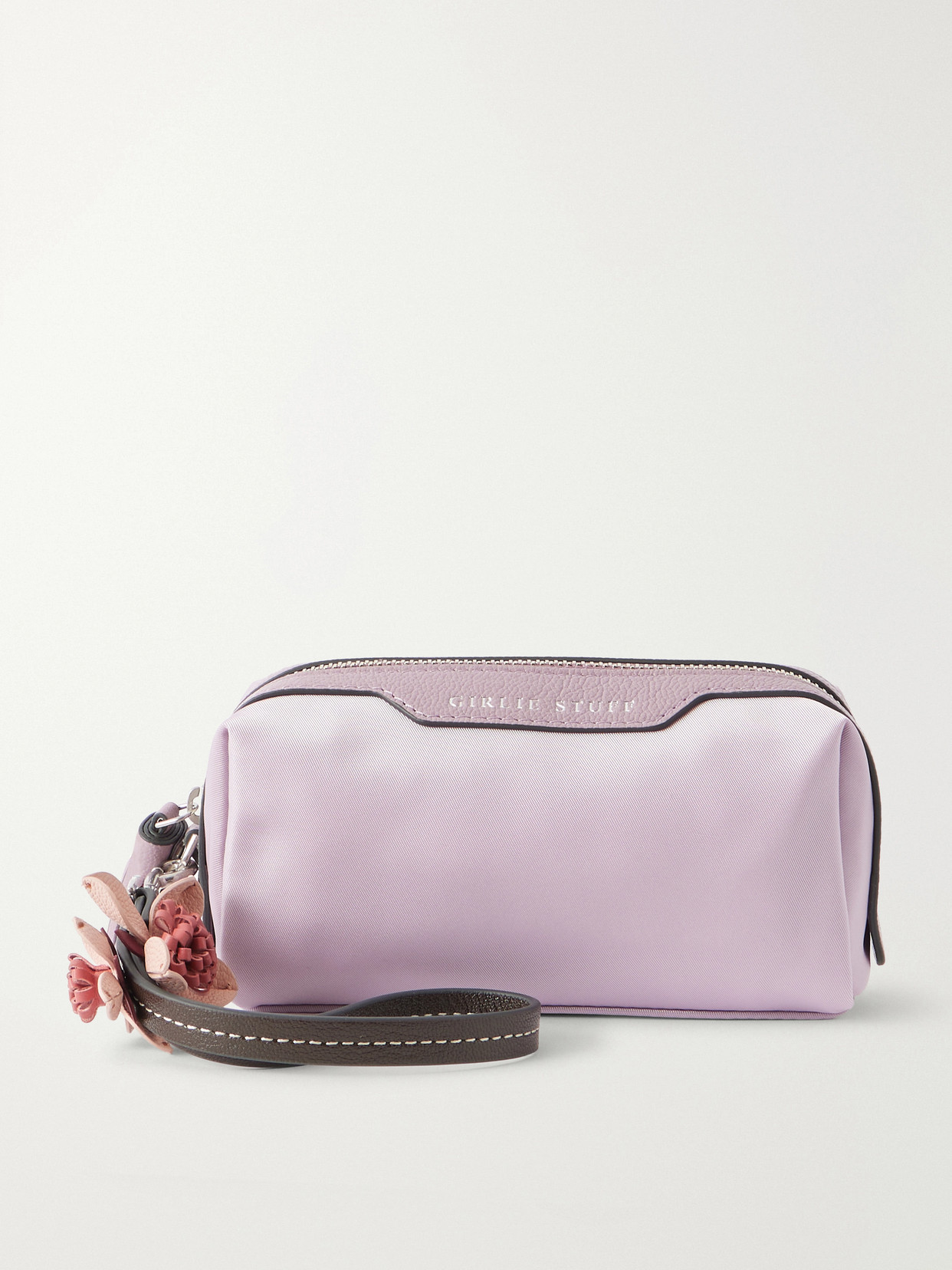 Anya Hindmarch Sakura Blossom Leather-trimmed Shell Cosmetics Case In Purple