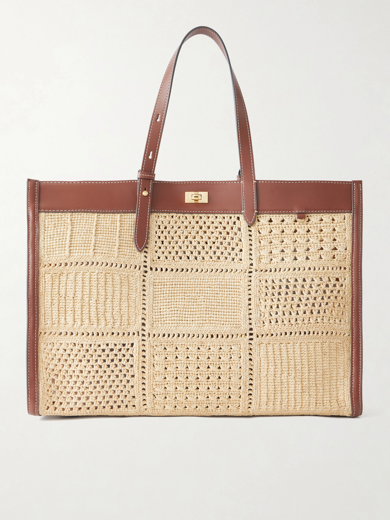 Anya Hindmarch Mortimer Leather-trimmed Woven Raffia Tote In Neutrals