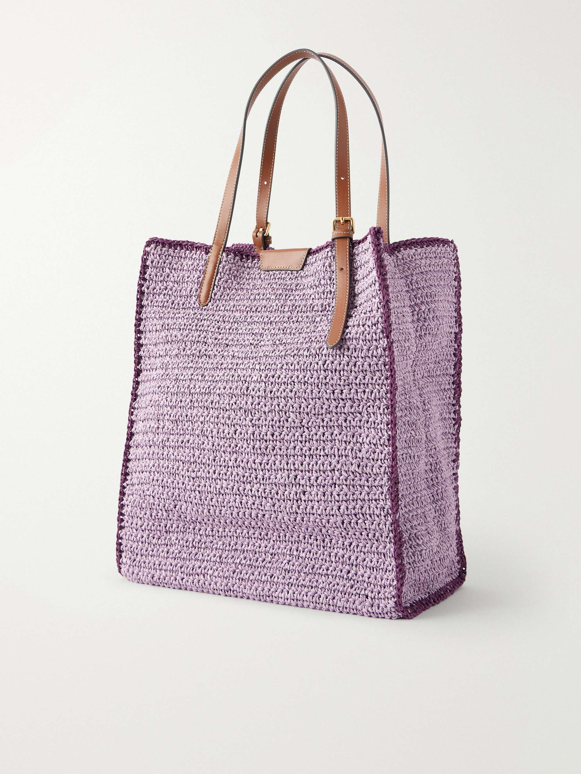ANYA HINDMARCH Wink leather-trimmed raffia tote | NET-A-PORTER