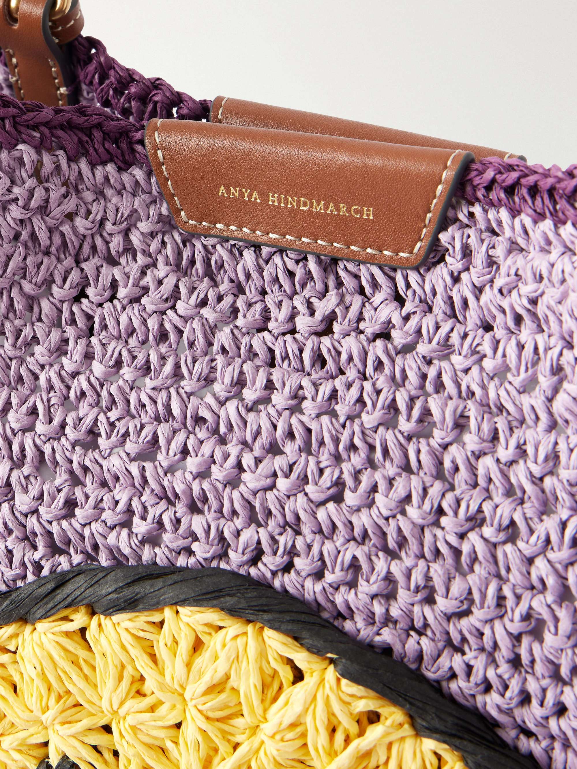 ANYA HINDMARCH Wink leather-trimmed raffia tote | NET-A-PORTER