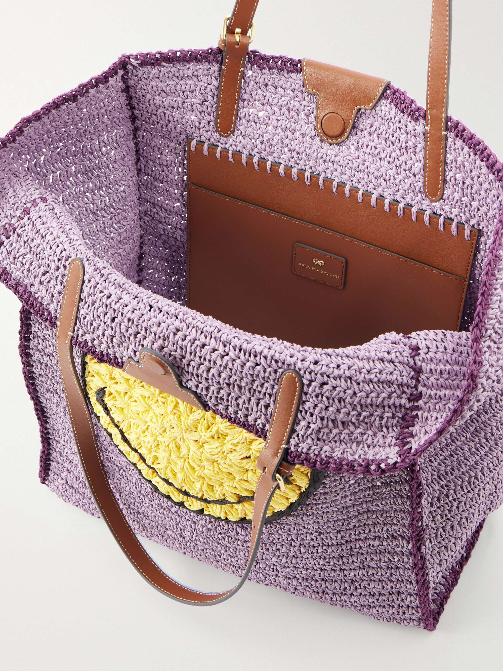 Nico　ANYA HINDMARCH　fergus　パープル系　バッグ ANYA HINDMARCH Wink leather-trimmed raffia tote | NET-A-PORTER