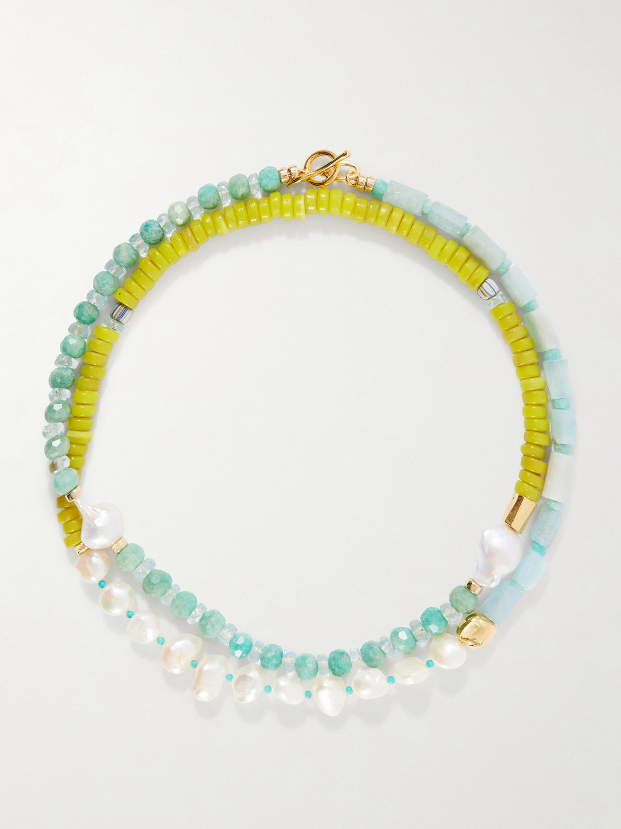 Lizzie Fortunato Cabana Gold-plated Multi-stone, Glass And Pearl Beaded Necklace