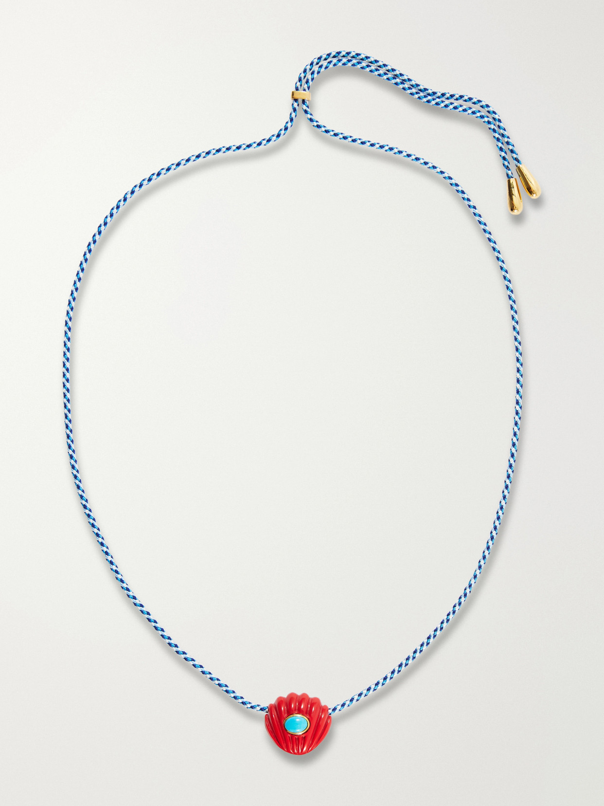 Lizzie Fortunato Kai Gold-plated Resin, Turquoise And Chord Necklace In Blue