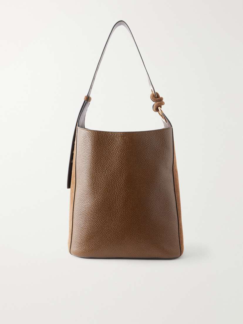 Anya Hindmarch Ringo Suede-trimmed Textured-leather Tote