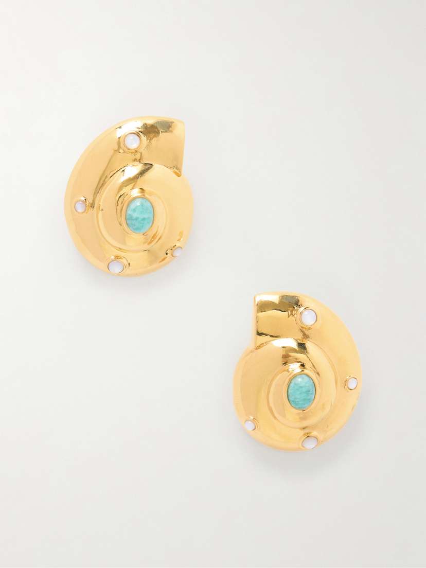 Lizzie Fortunato Nautilus Gold-plated Amazonite And Mother-of-pearl Earrings | Thumbnail 5