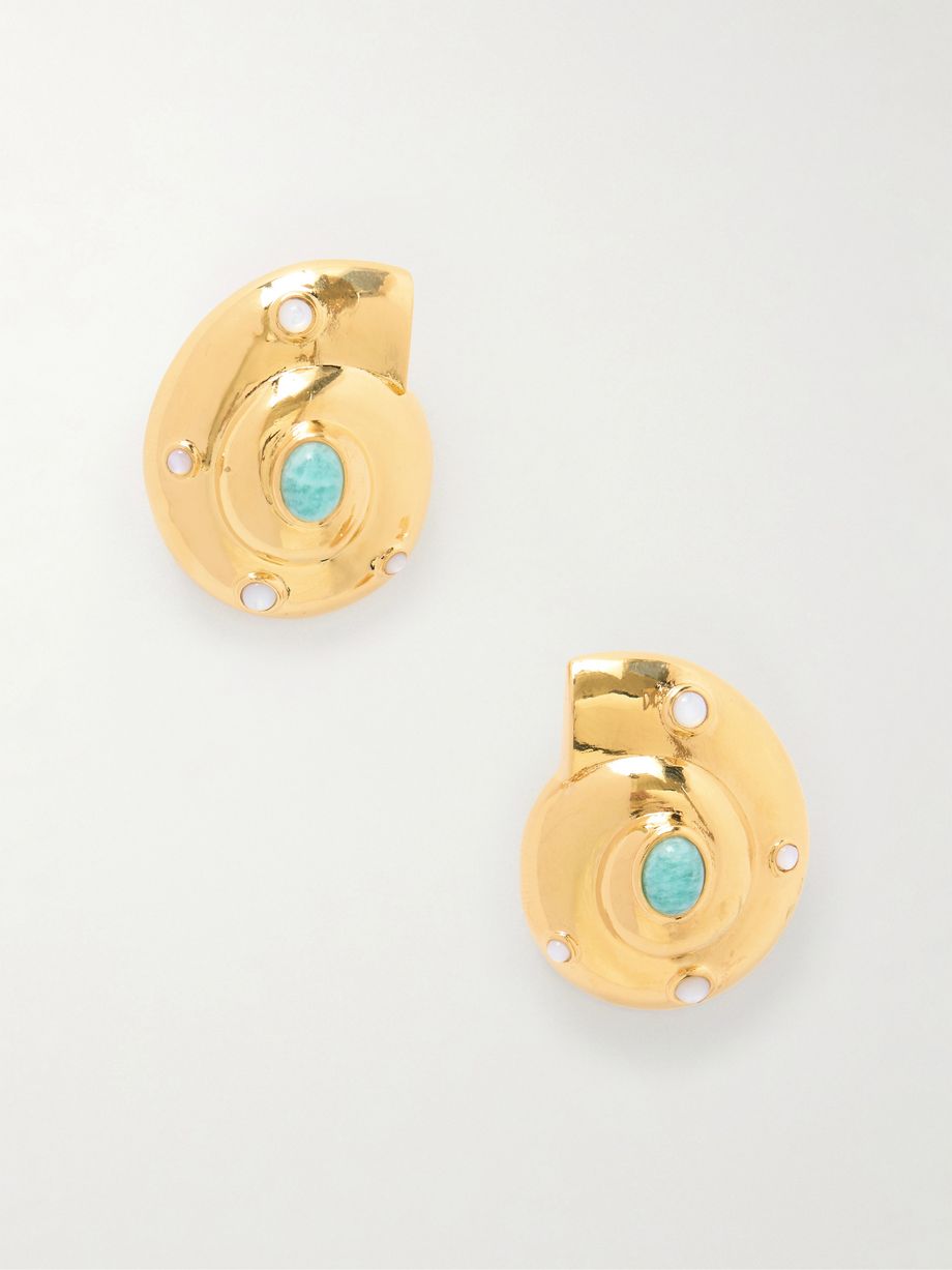 Nautilus gold-plated amazonite and mother-of-pearl earrings