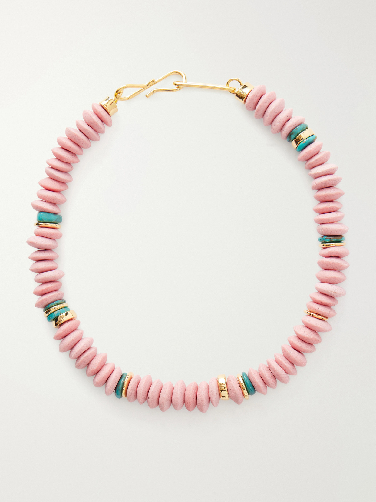 Lizzie Fortunato Laguna Gold-plated Turquoise Beaded Necklace In Pink