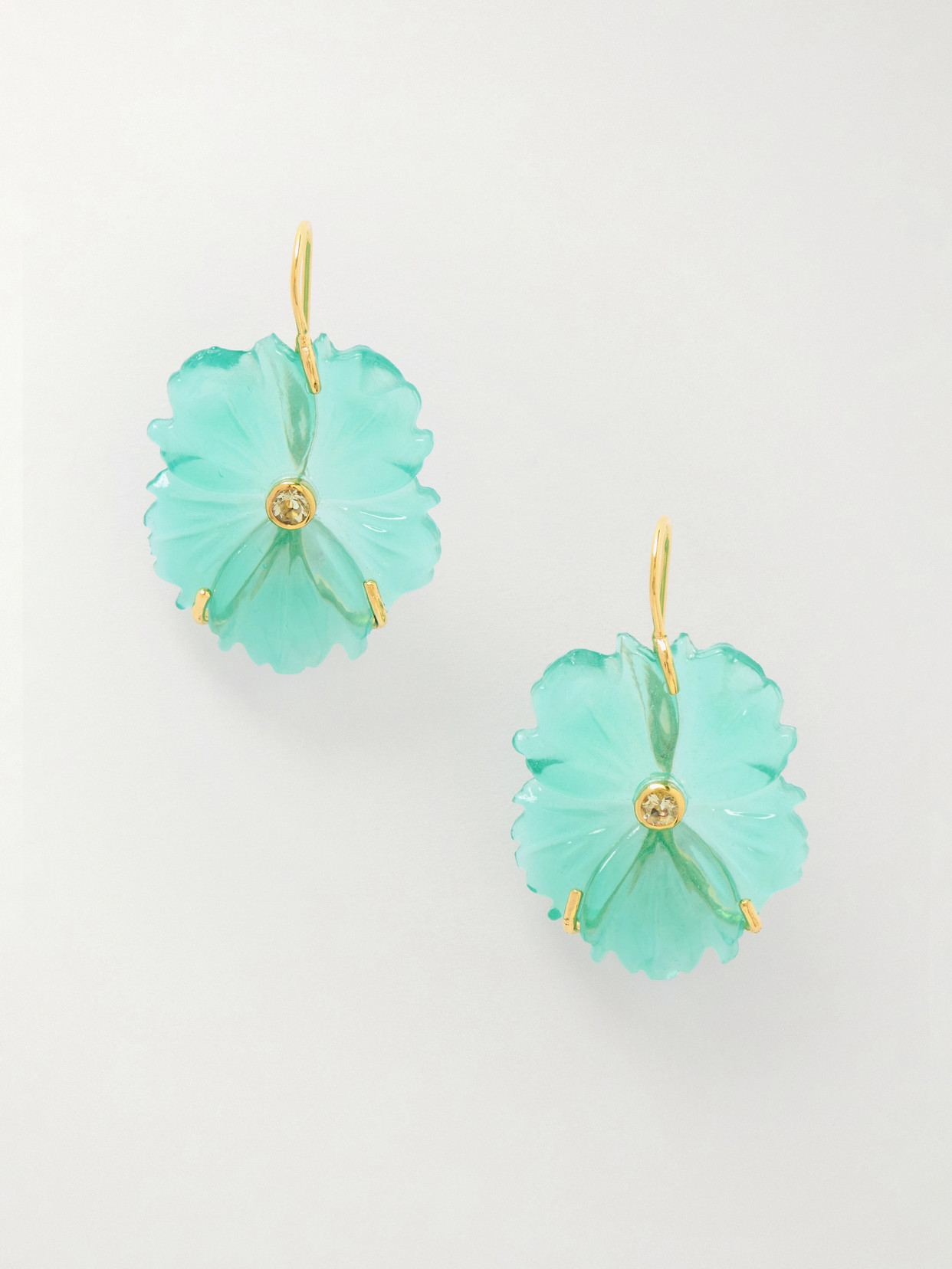 Lizzie Fortunato New Bloom Enamel Gold-plated, Glass And Lemon Quartz Earrings In Green