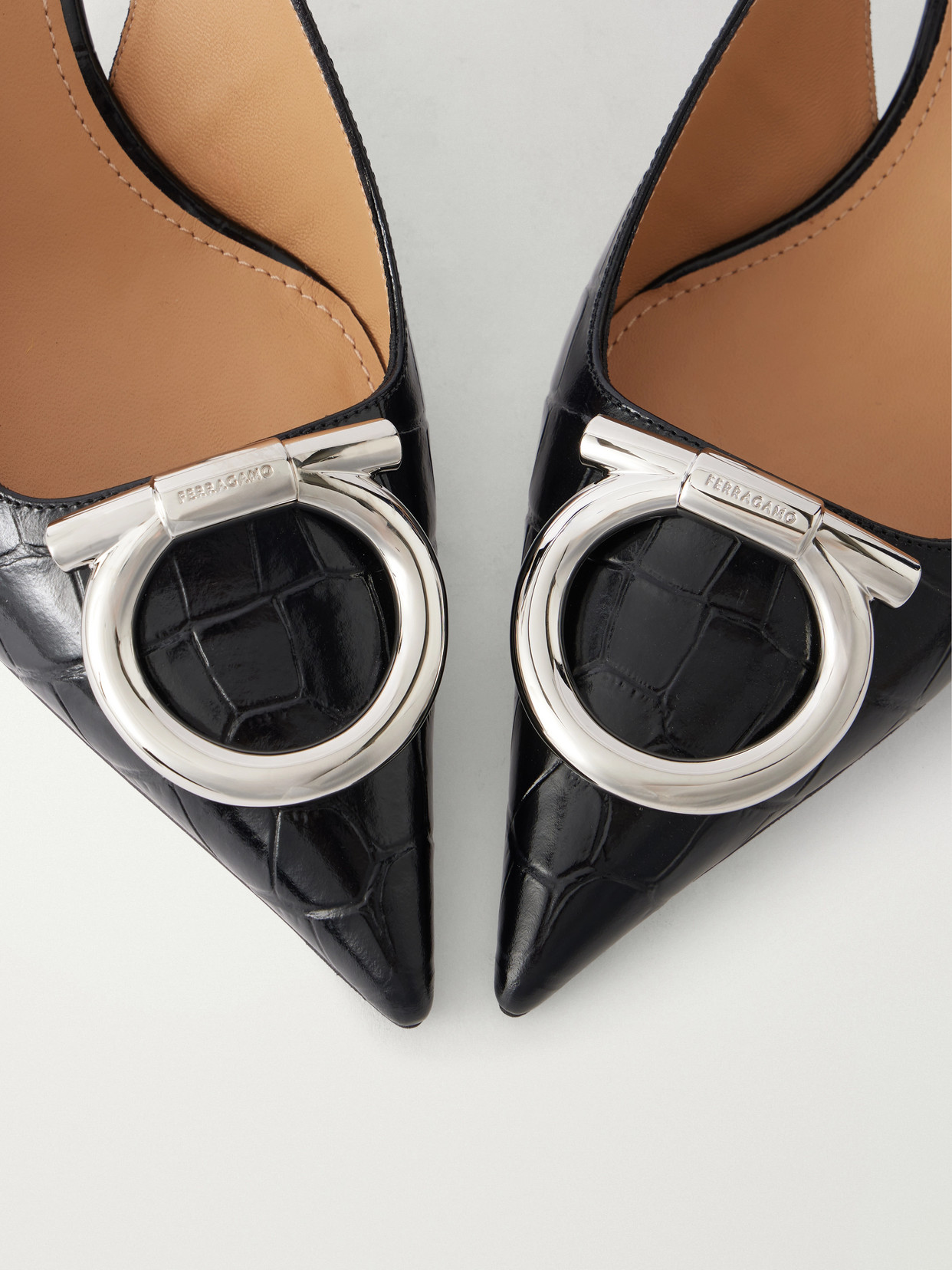 Sara 40 Embellished Croc-Effect Slingback