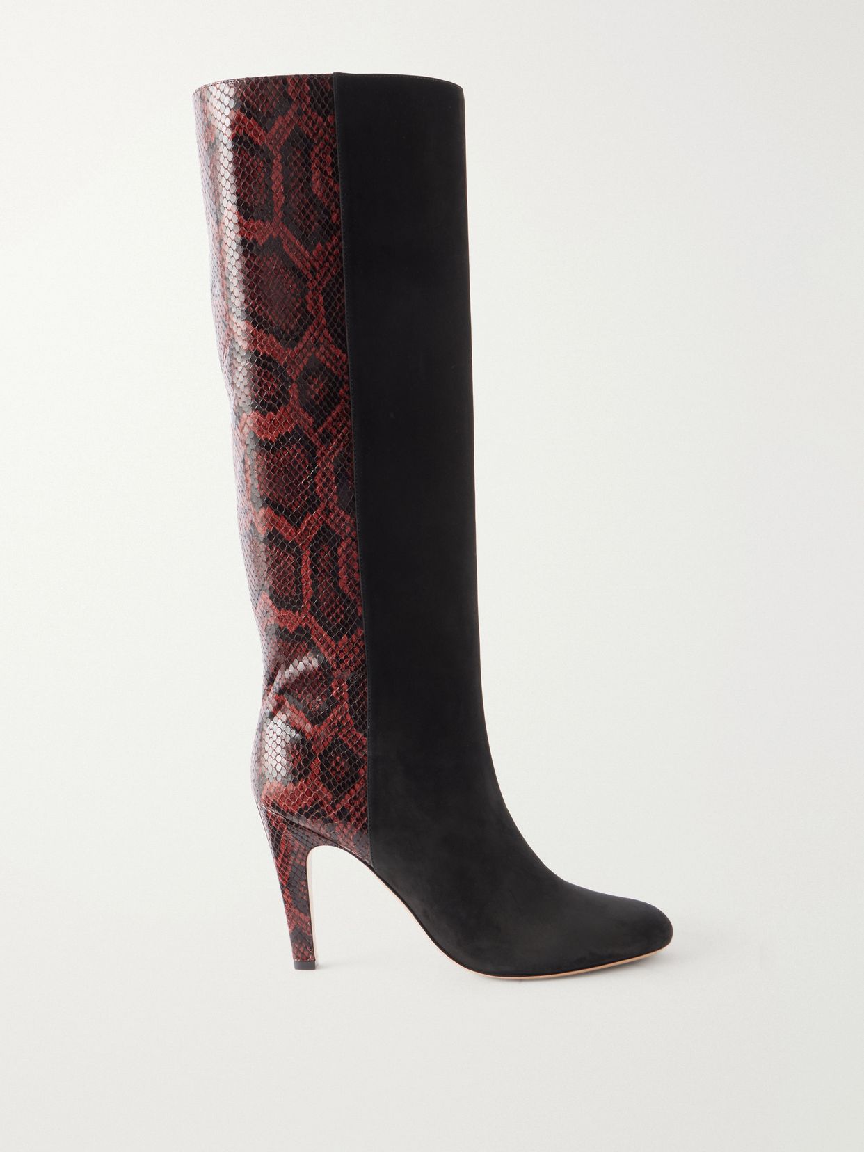 nylu 95 snake effect leather and suede boots