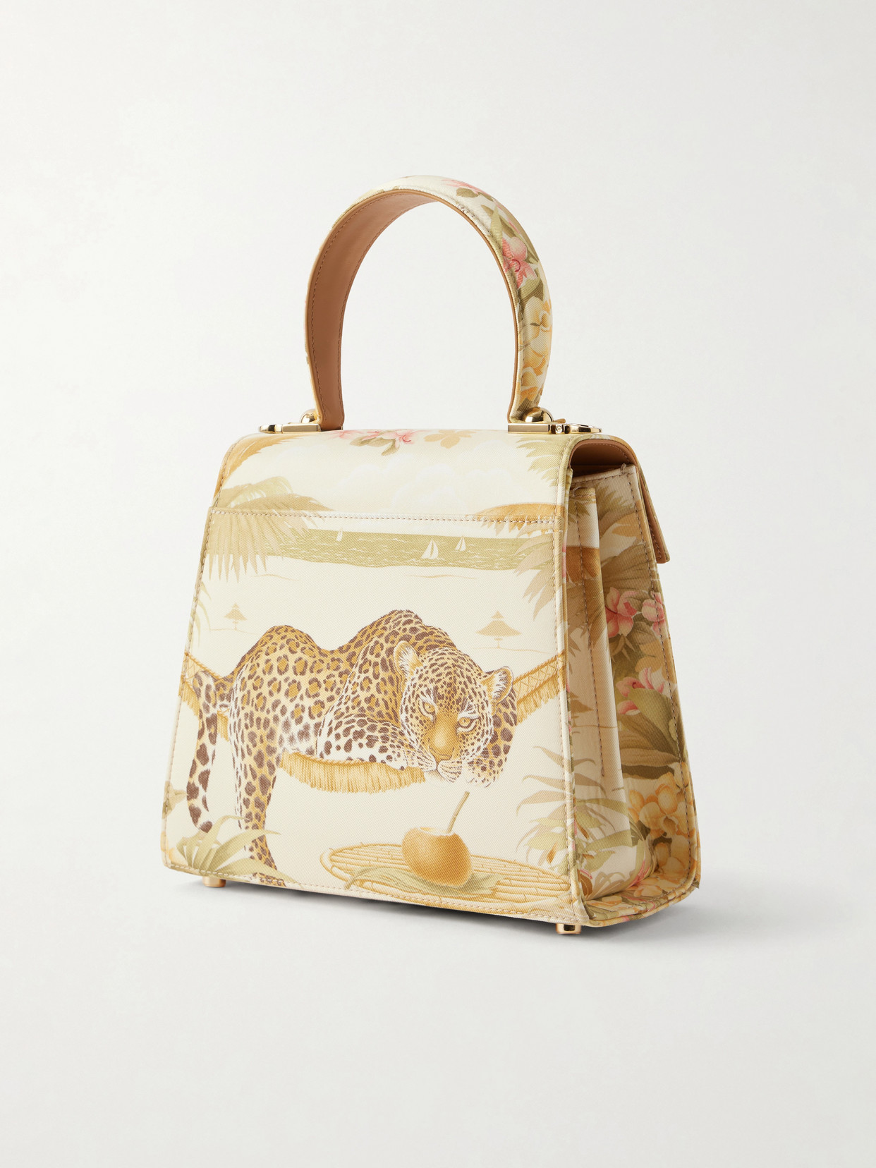 Ferragamo Leather-trimmed Printed Canvas Shoulder Bag In Multi
