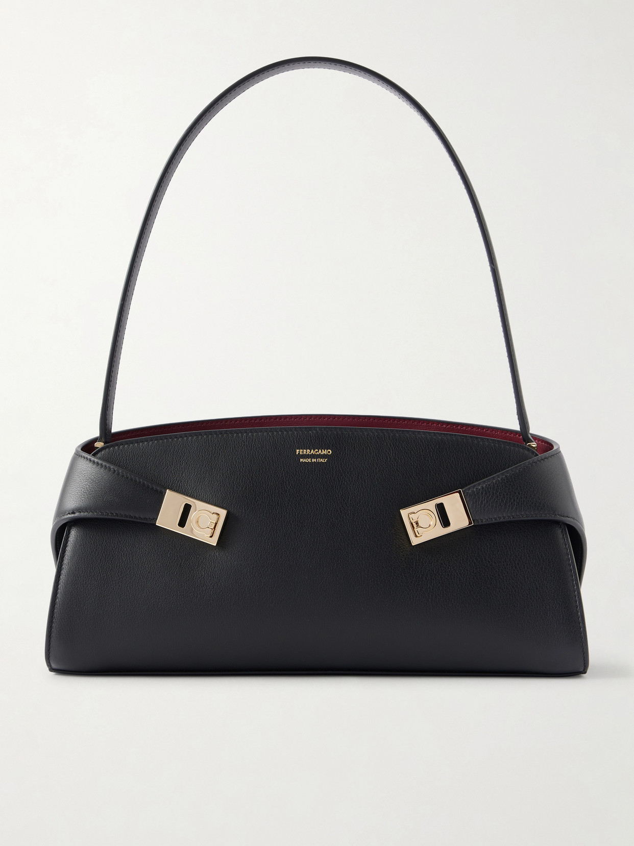 Ferragamo Hug Leather Shoulder Bag In Black