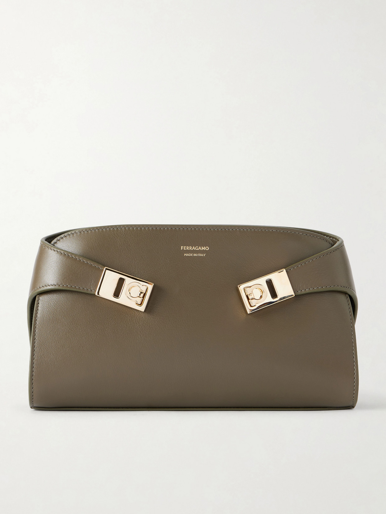 Ferragamo Hug Embellished Textured-leather Shoulder Bag In Green