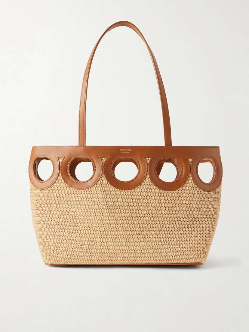 Ferragamo Tt Gancio Small Leather-trimmed Raffia Tote Bag | Thumbnail 7 Ferragamo Tt Gancio Small Leather-trimmed Raffia Tote Bag | Thumbnail 7