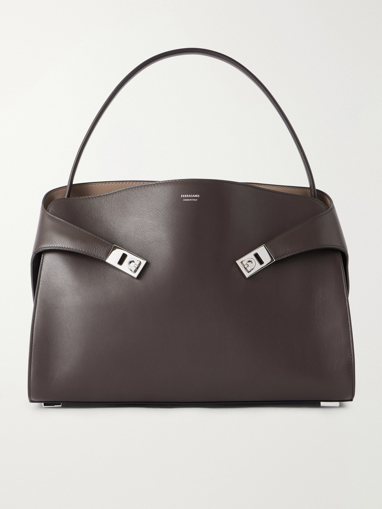 Ferragamo Hug Medium Leather Tote In Brown