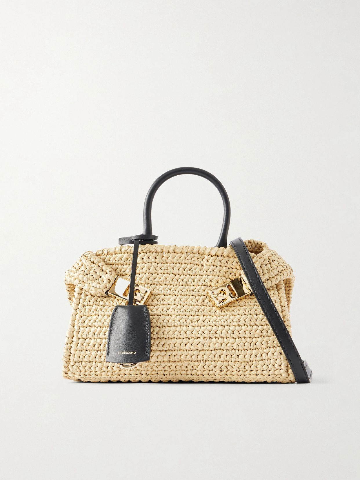 hug leather trimmed raffia mini shoulder bag