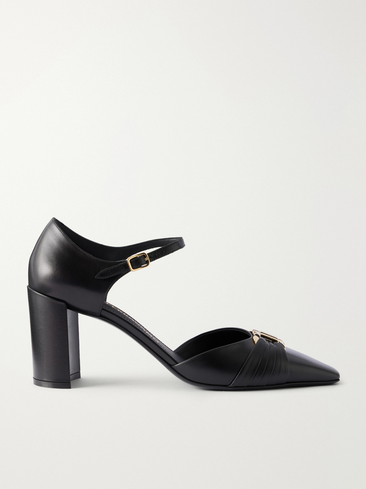 Ferragamo Migea 70 Buckle-detailed Leather Pumps In Black
