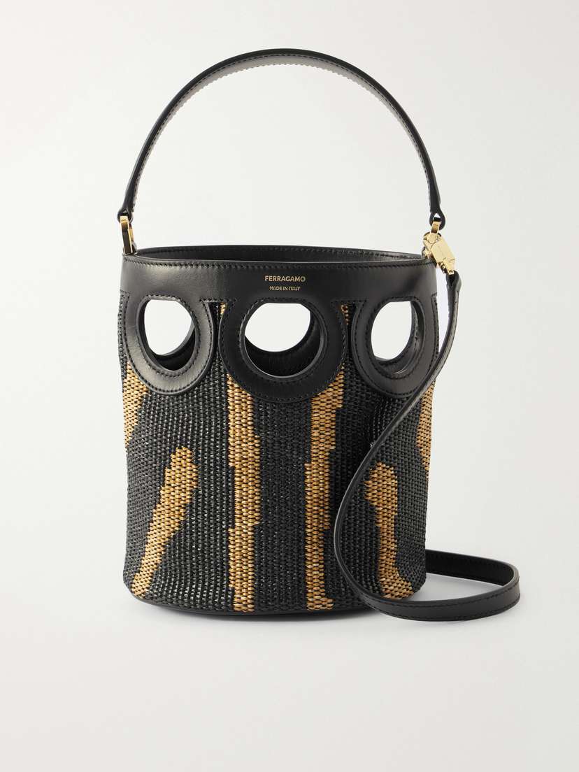 Ferragamo Cutout Leather-paneled Raffia Tote | Thumbnail 7