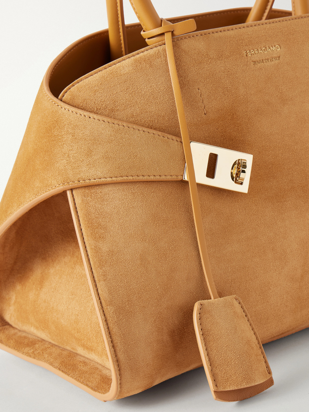 Hug Small Embellished Leather-Trimmed Suede Tote