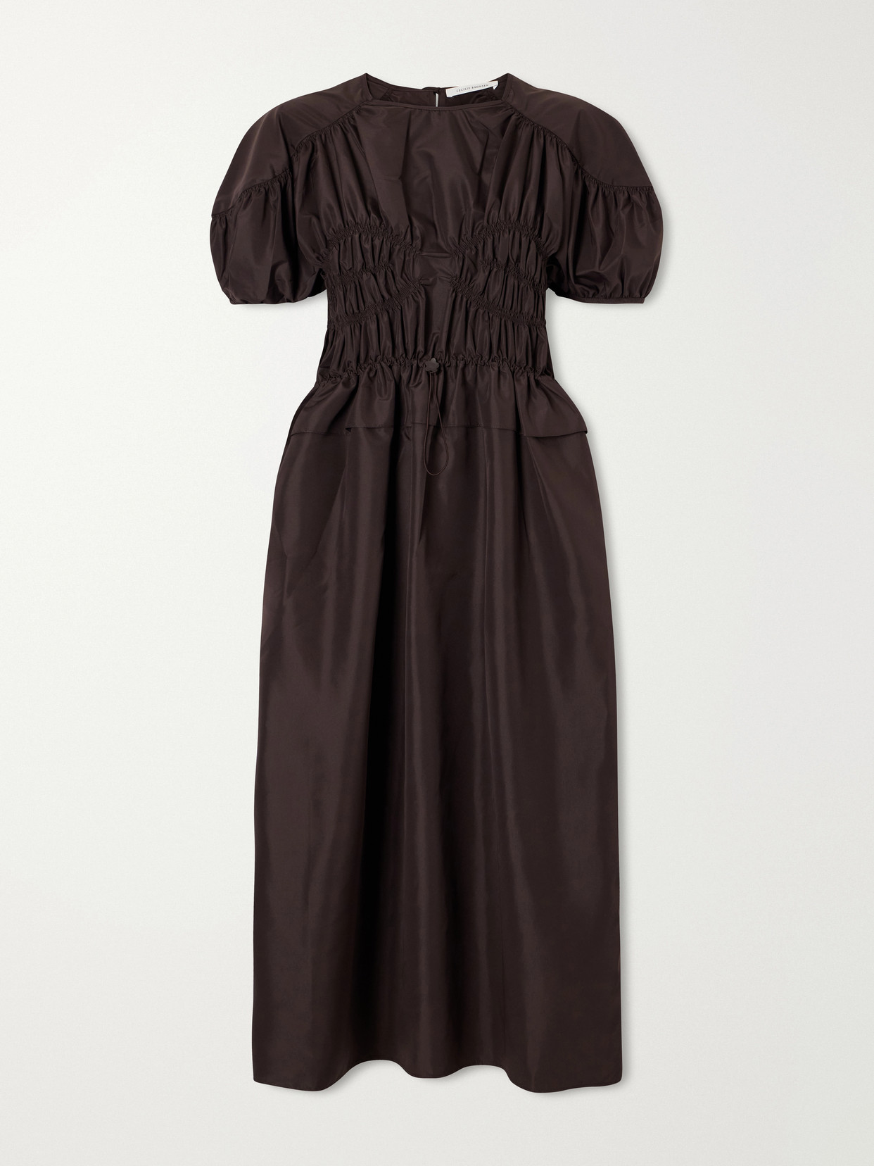 Cecilie Bahnsen Cbbetsy Gathered Faille Midi Dress In Brown