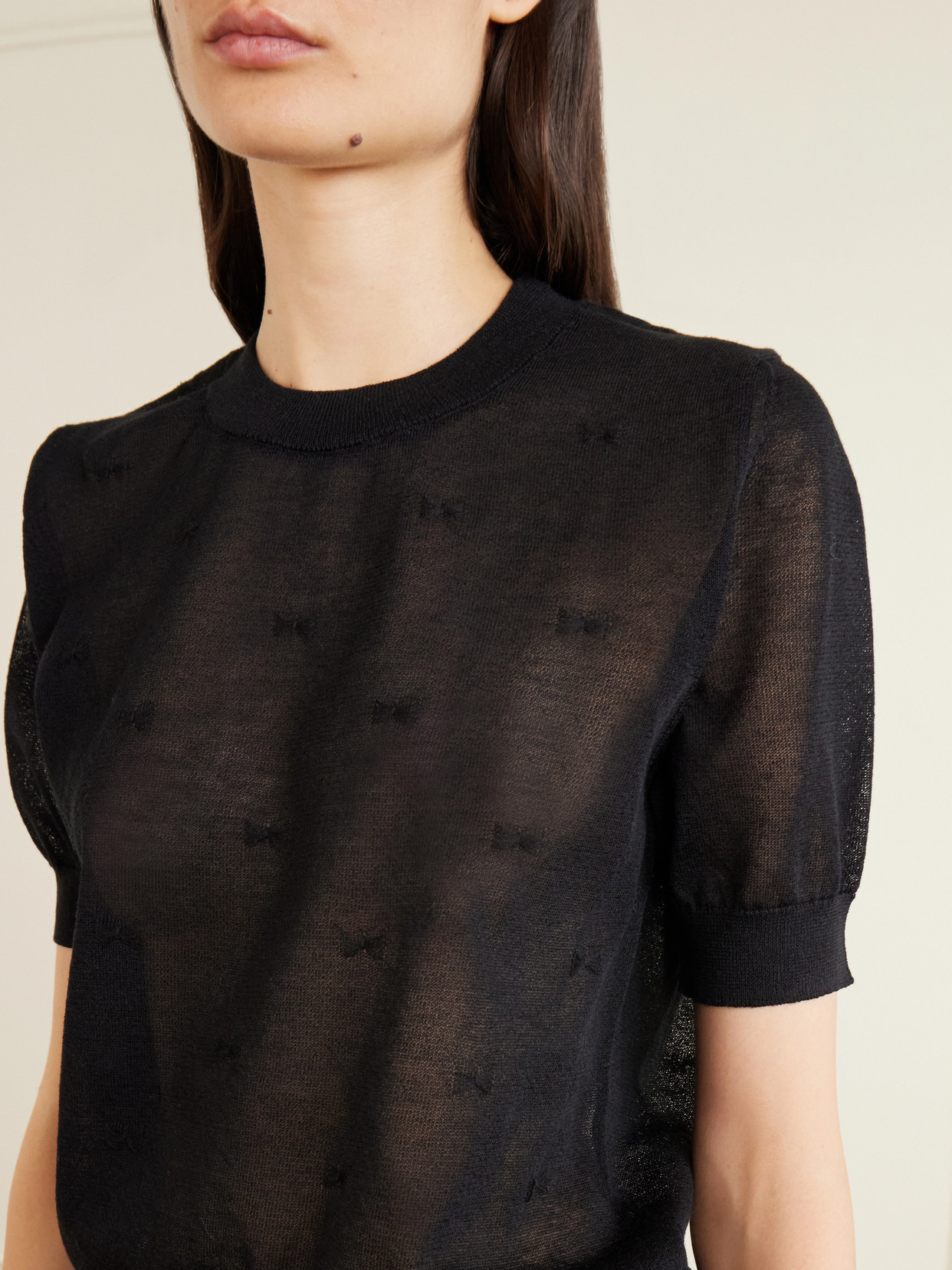 Cbfillo Embroidered Knitted Ramie Blouse