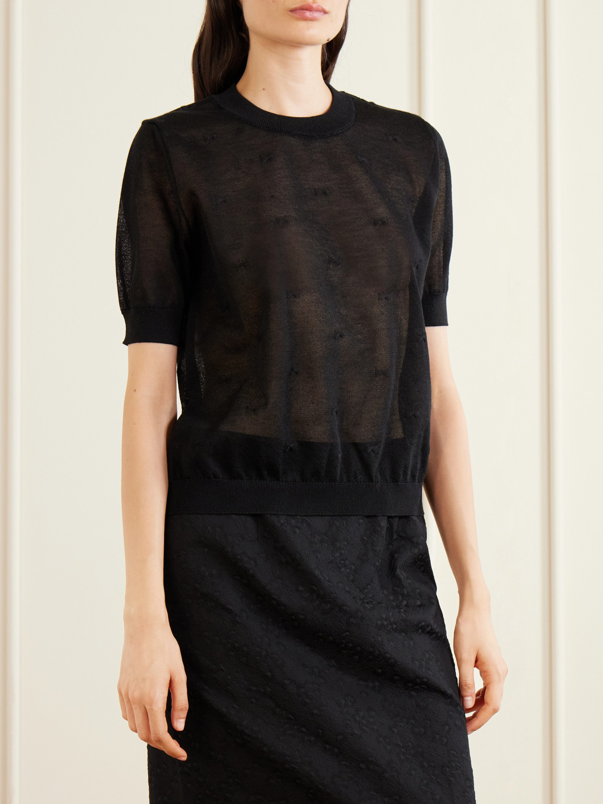 Cbfillo Embroidered Knitted Ramie Blouse