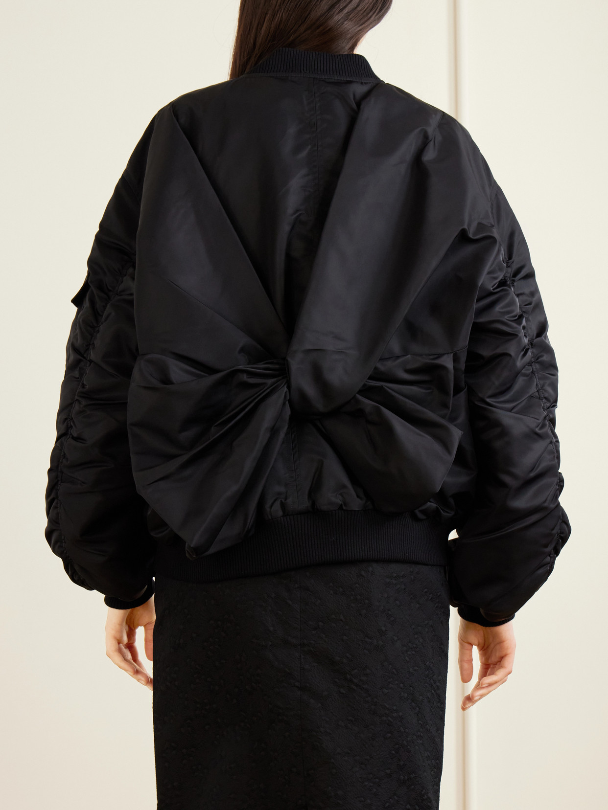 Cbfeilan Knotted Embroidered Shell Bomber Jacket