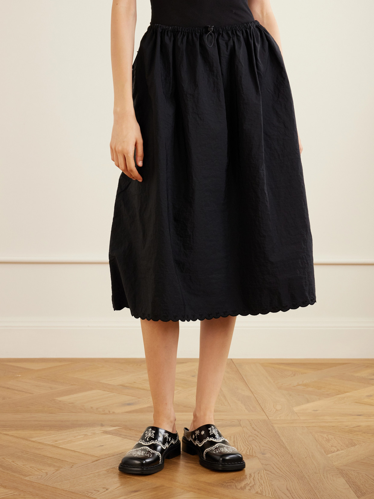 Cbfiella Embroidered Scalloped Taffeta Midi