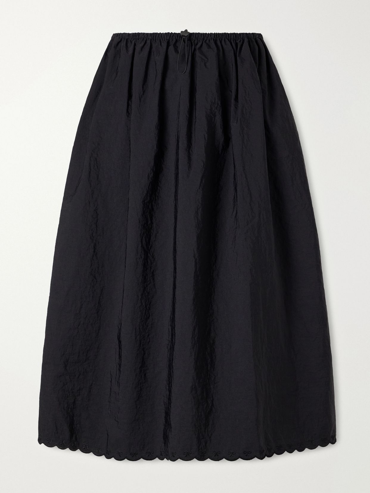 cbfiella embroidered scalloped taffeta midi skirt