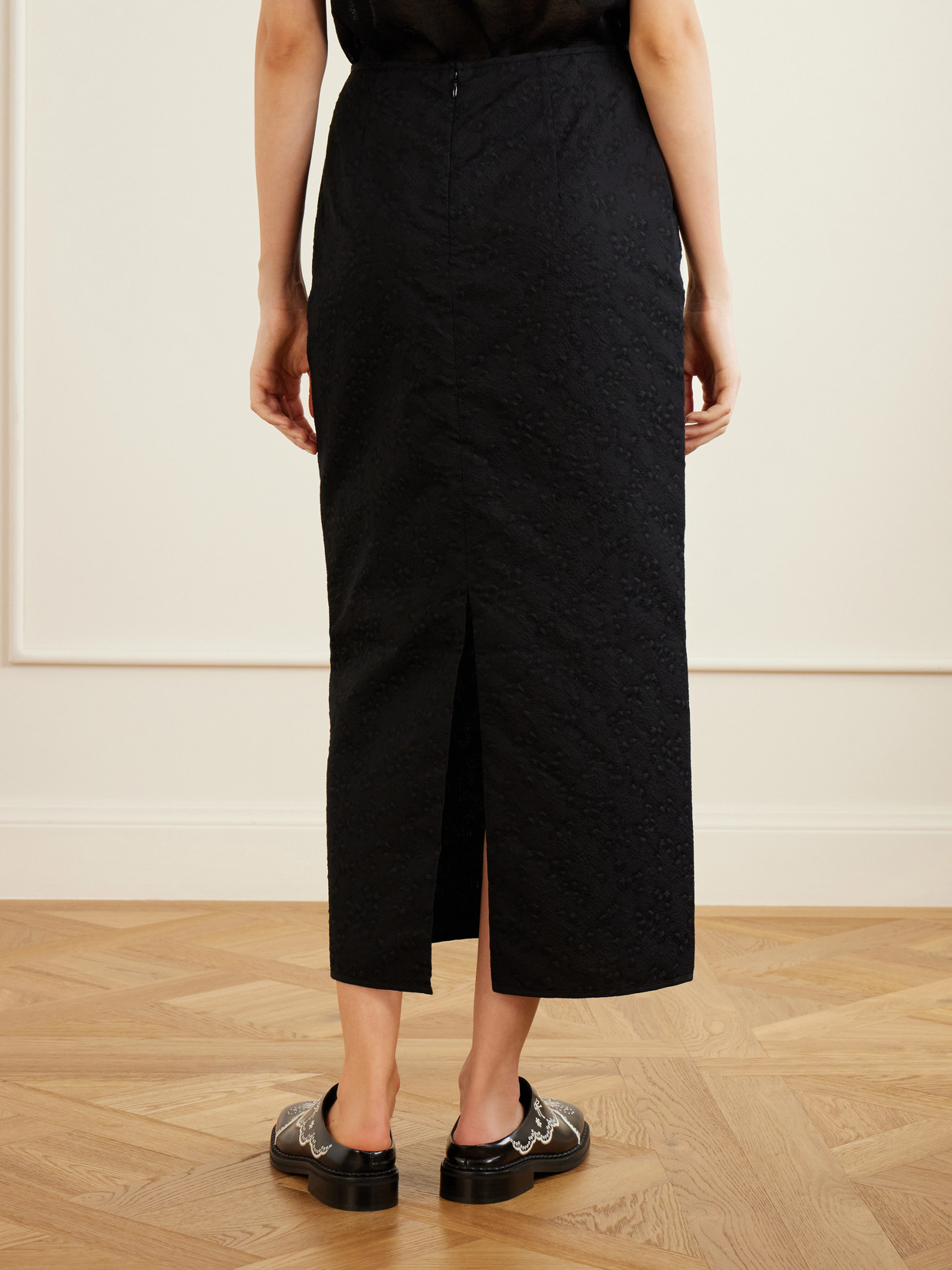 Cbuka Cotton-Blend Matelassé Midi