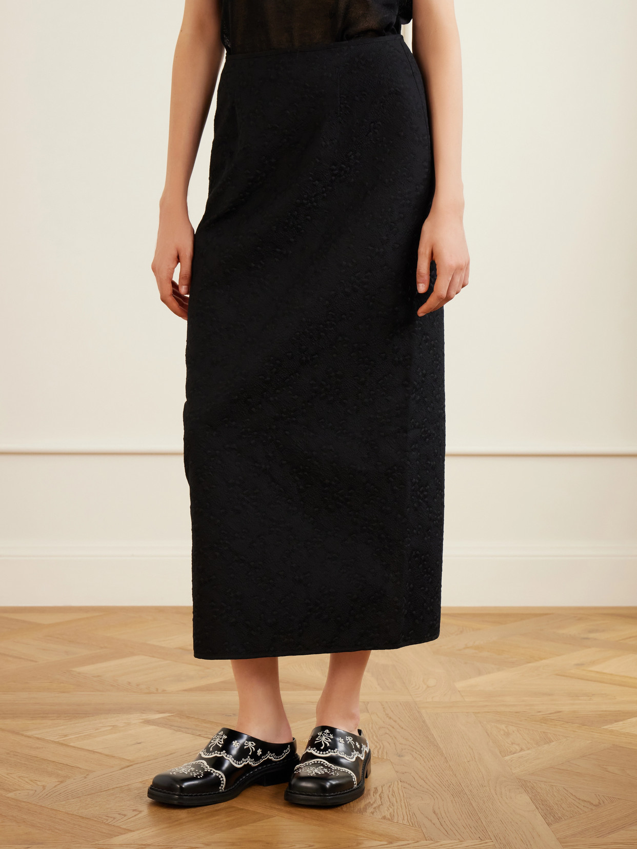 Cbuka Cotton-Blend Matelassé Midi